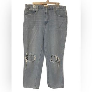 Rewind Distressed Jeans Women's Size 15/32 Blue Denim High Rise Straight Stretch